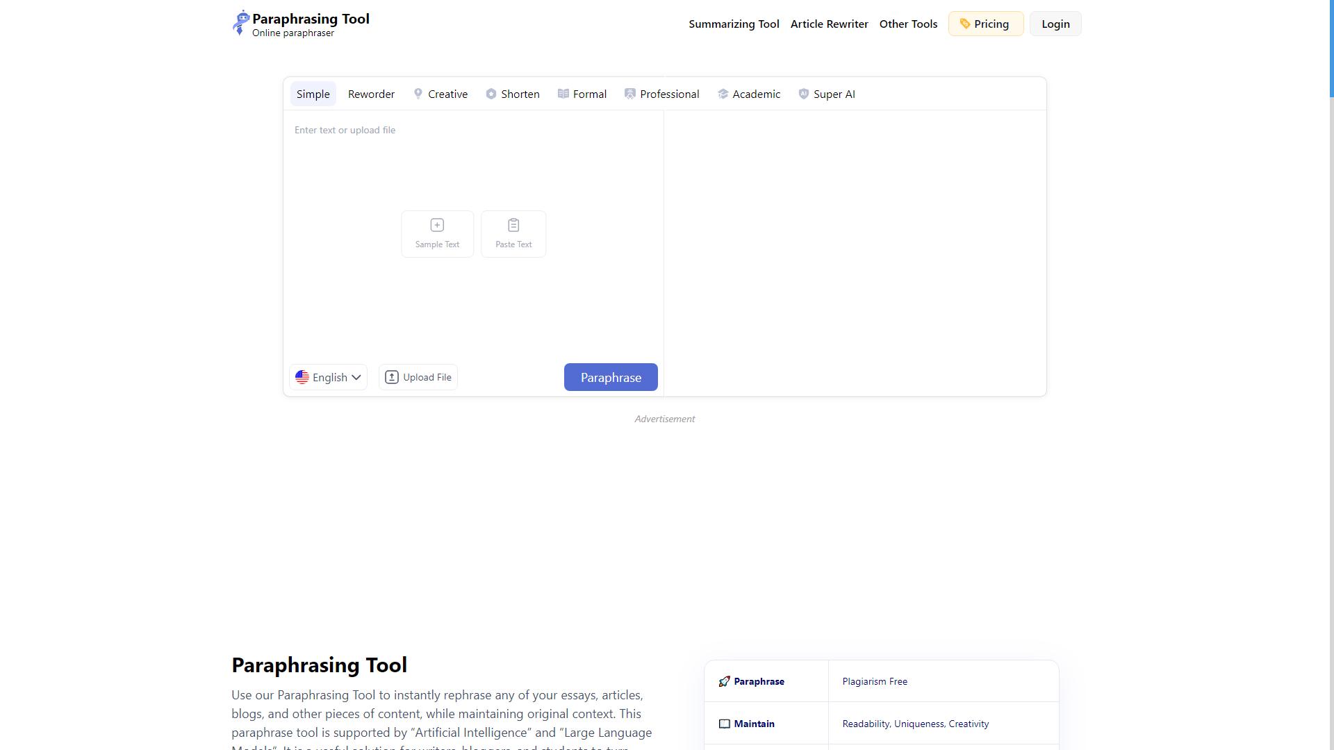 Paraphrasing Tool