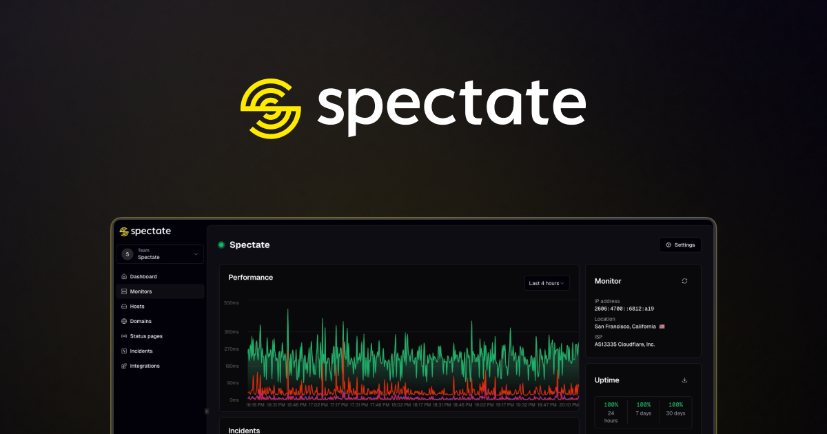 Spectate - 全栈网站与服务器监控，AI 状态更新与事件响应平台