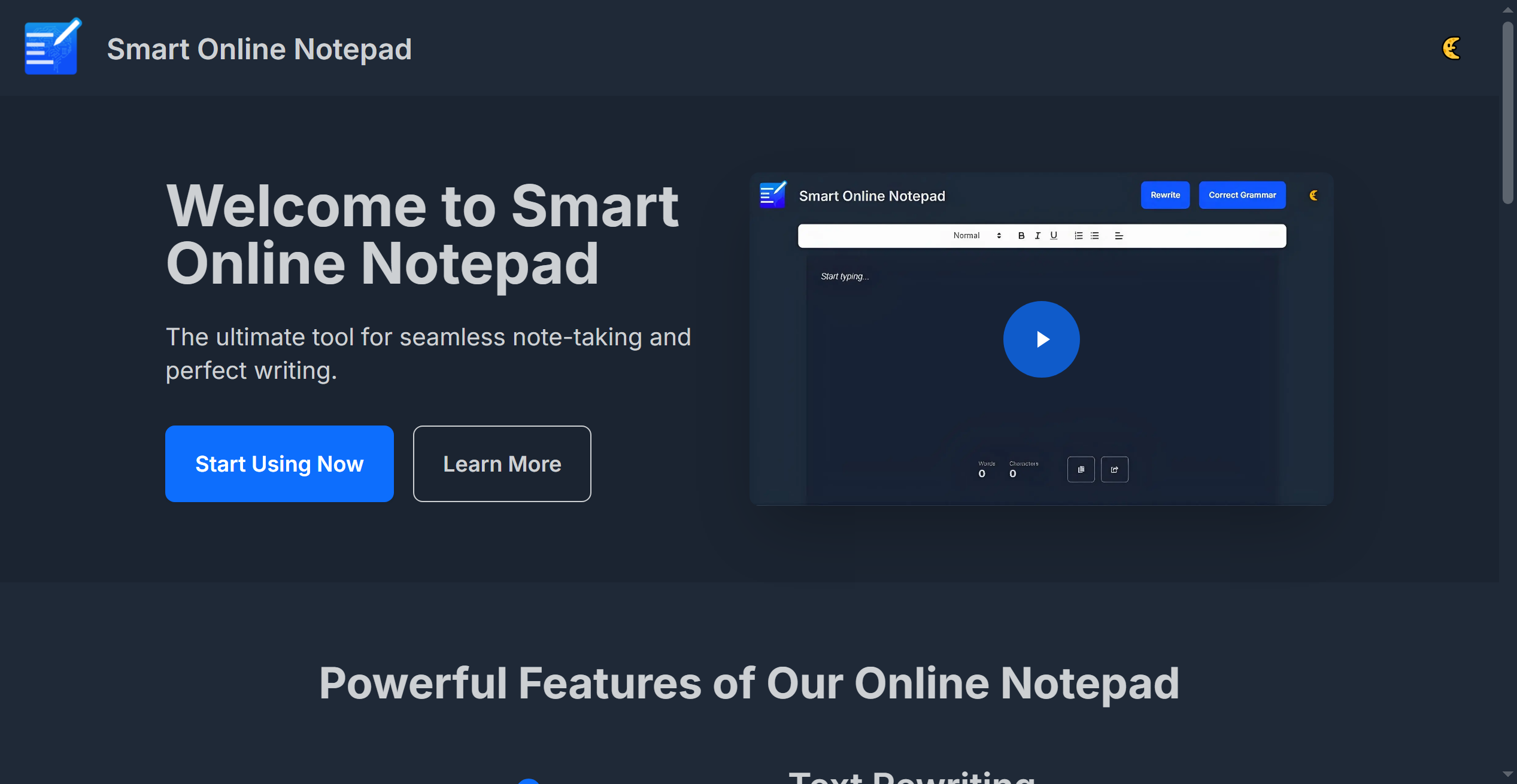 Smart Online Notepad